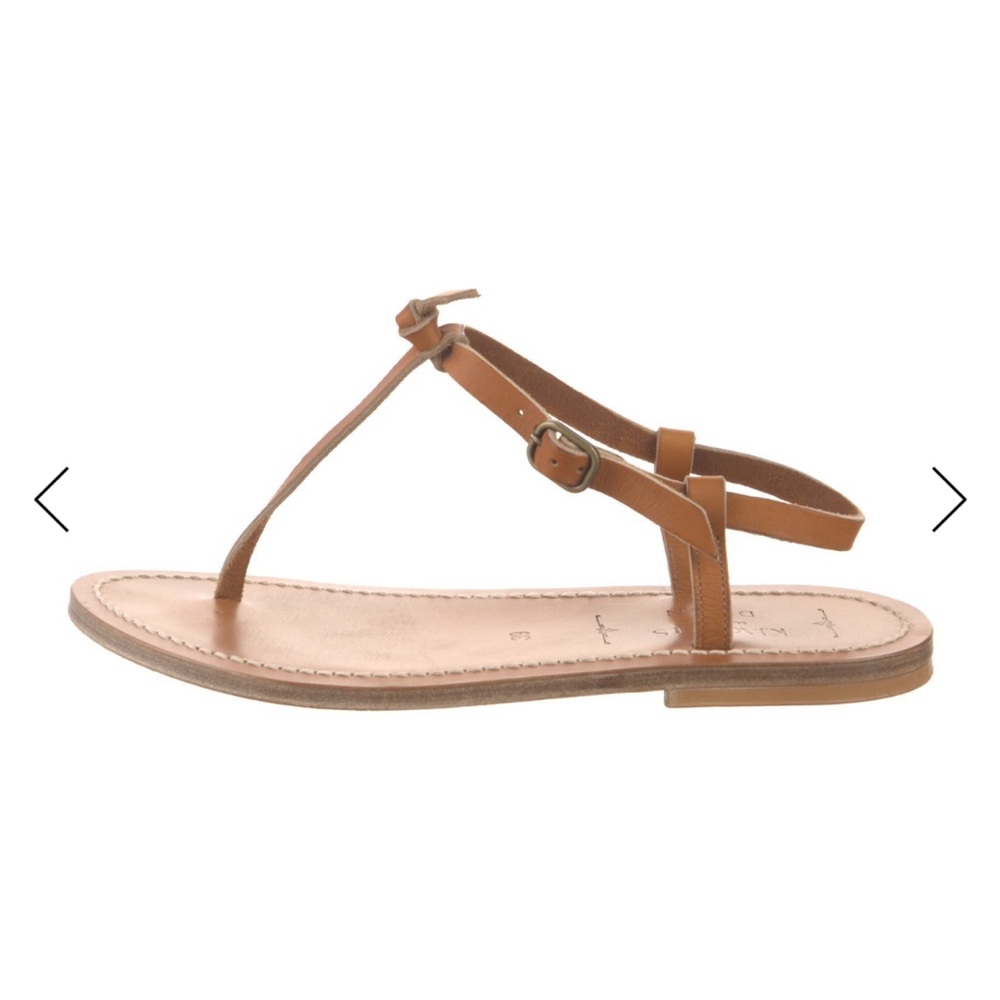 K.Jacques by Doen Cognac Leather T-Strap Sandal